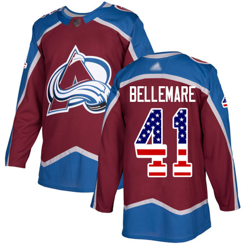 Adidas Colorado Avalanche Men #41 Pierre-Edouard Bellemare Burgundy Home Authentic USA Flag Stitched NHL Jersey